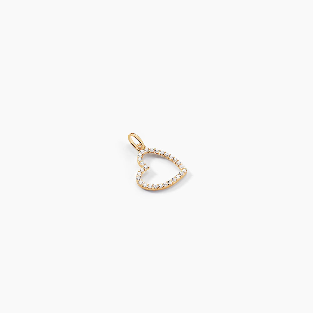 Pendentif Coeur Penche Or Jaune Oxyde De Zirconium - Pendentifs Famille | Marc Orian