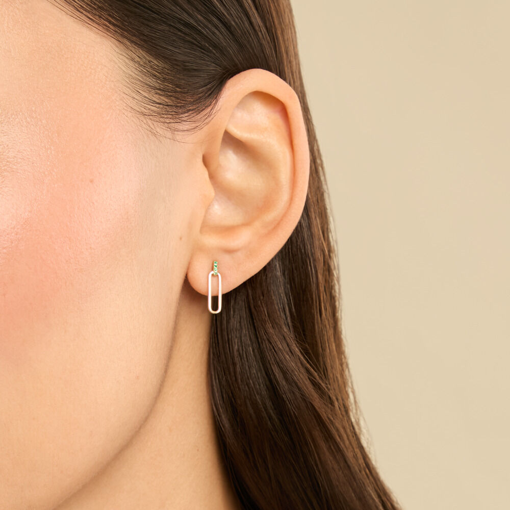 Boucles D'Oreilles Pendantes Eloria Or Jaune Emeraude - Pendantes Femme | Marc Orian