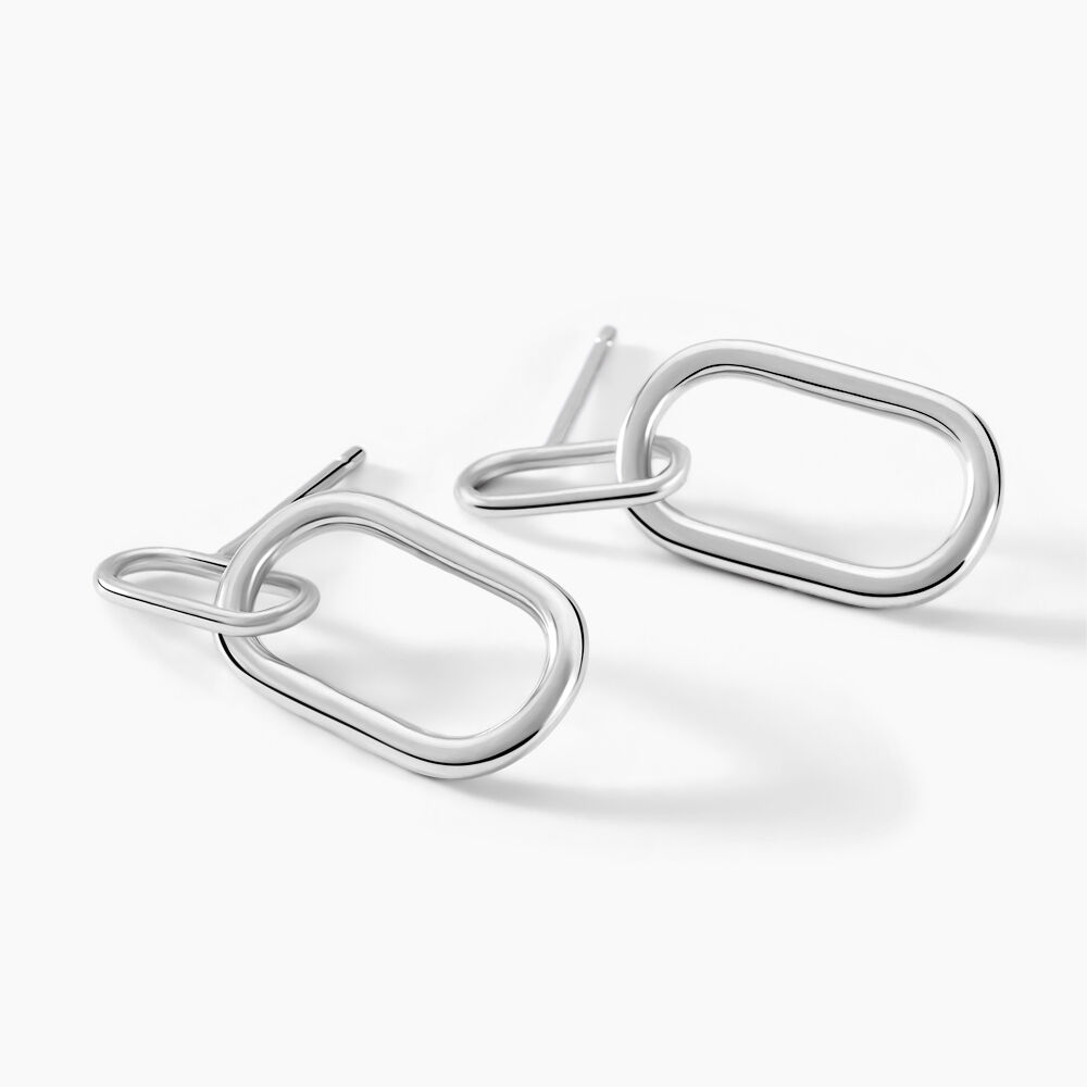 Boucles D'oreilles Pendantes Elfie Argent Blanc - Pendantes Femme | Marc Orian