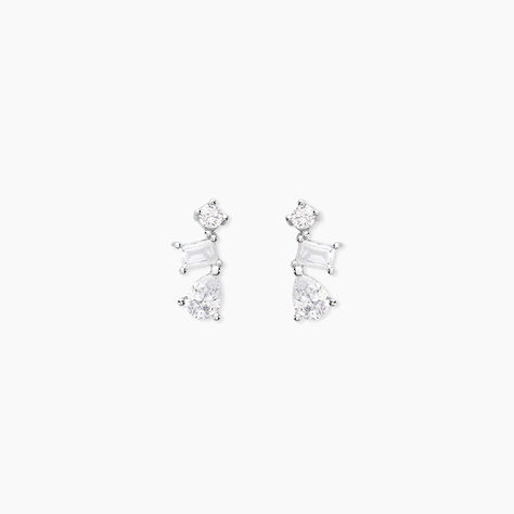 Boucles D'oreilles Puces Chadia Argent Blanc Oxyde De Zirconium - Puces Femme | Marc Orian