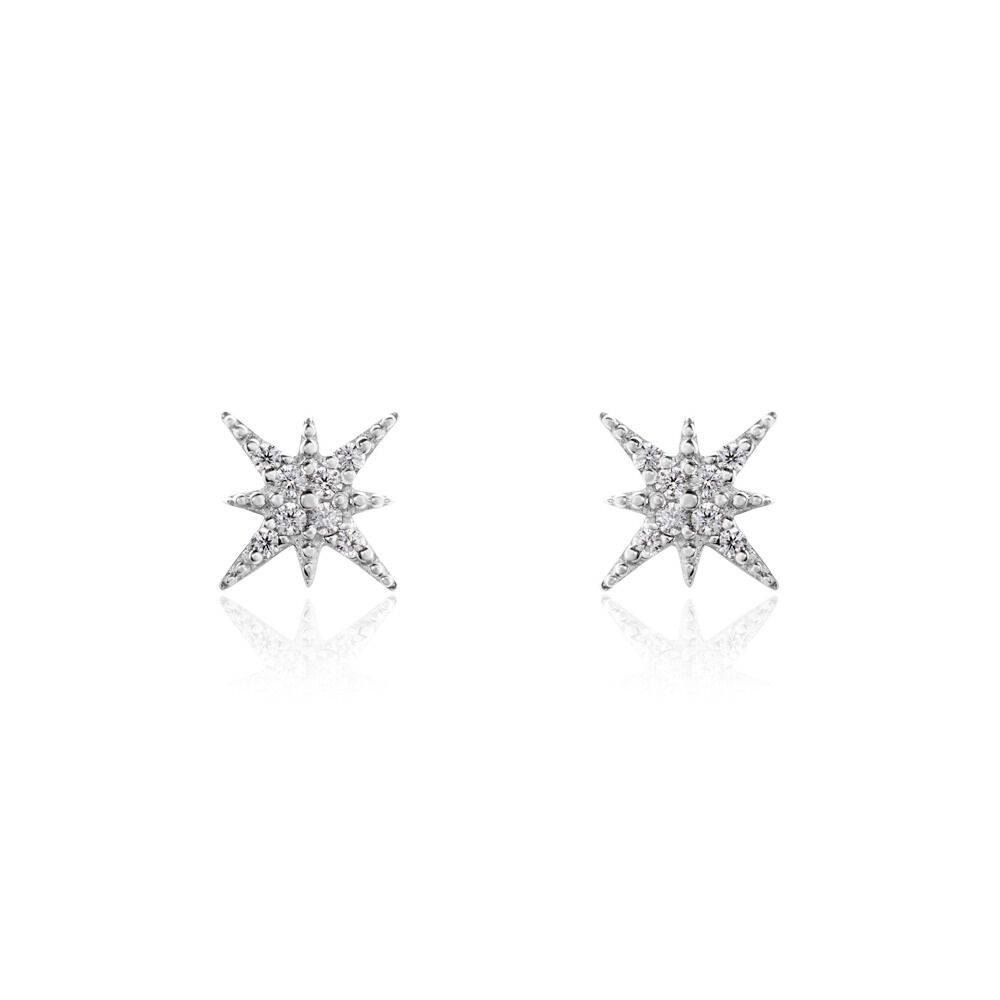 Boucles D'oreilles Puces Or Blanc Astrale Oxyde De Zirconium - Puces Femme | Marc Orian