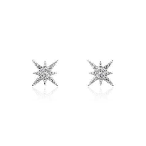 Boucles D'oreilles Puces Or Blanc Astrale Oxyde De Zirconium - Puces Femme | Marc Orian