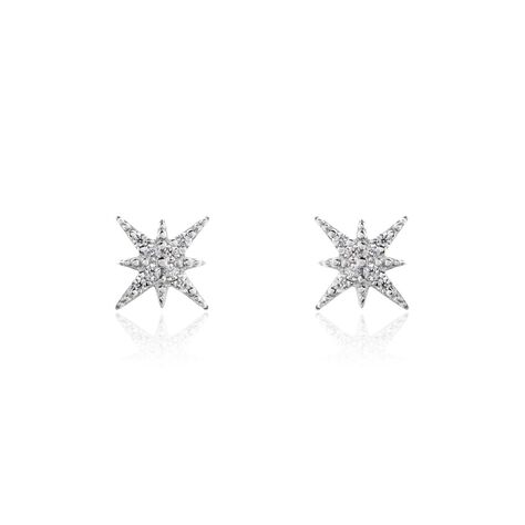 Boucles D'oreilles Puces Or Blanc Astrale Oxyde De Zirconium - Clous d'oreilles Femme | Marc Orian