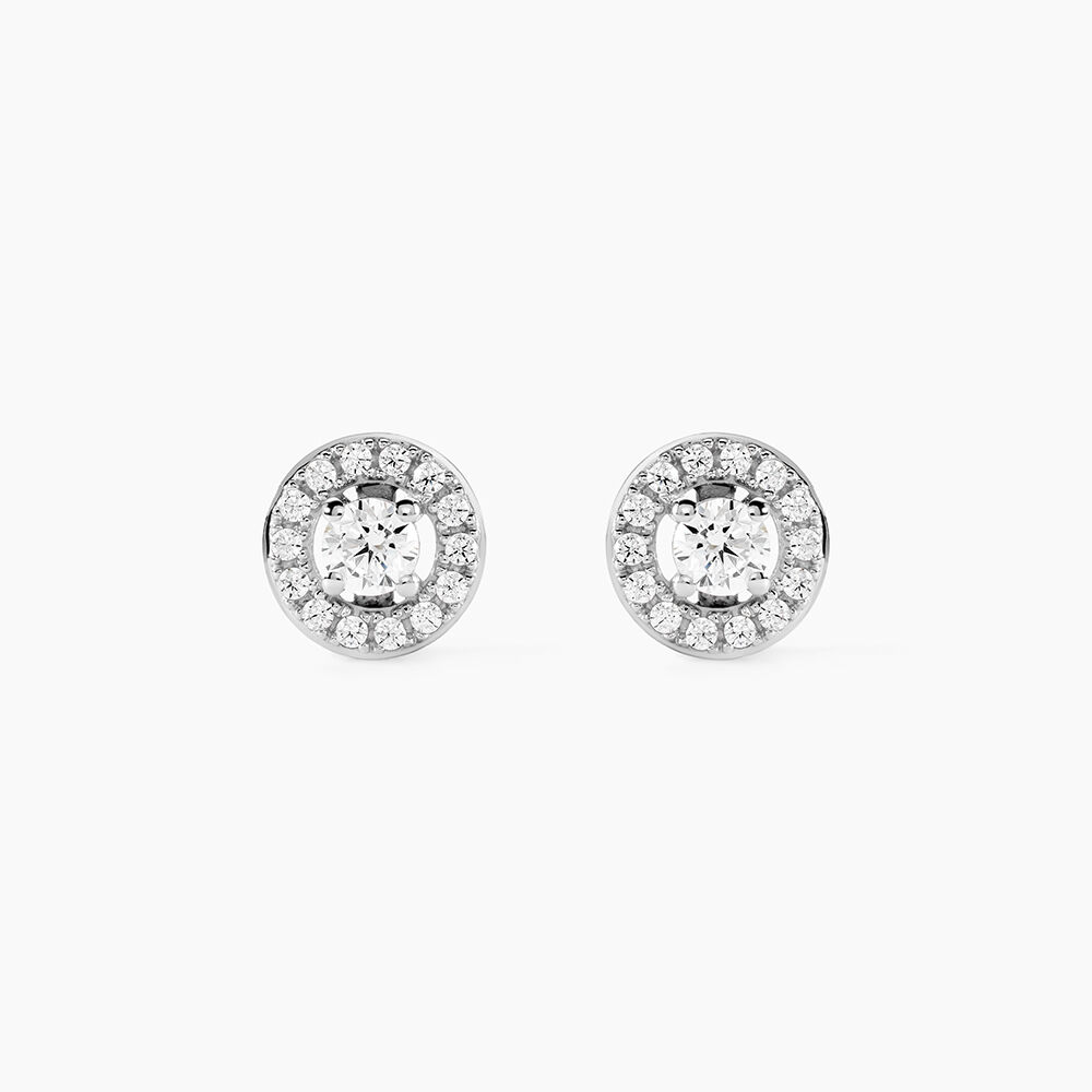 Boucles D'oreilles Puces Star Or Blanc Oxyde De Zirconium - Puces Femme | Marc Orian