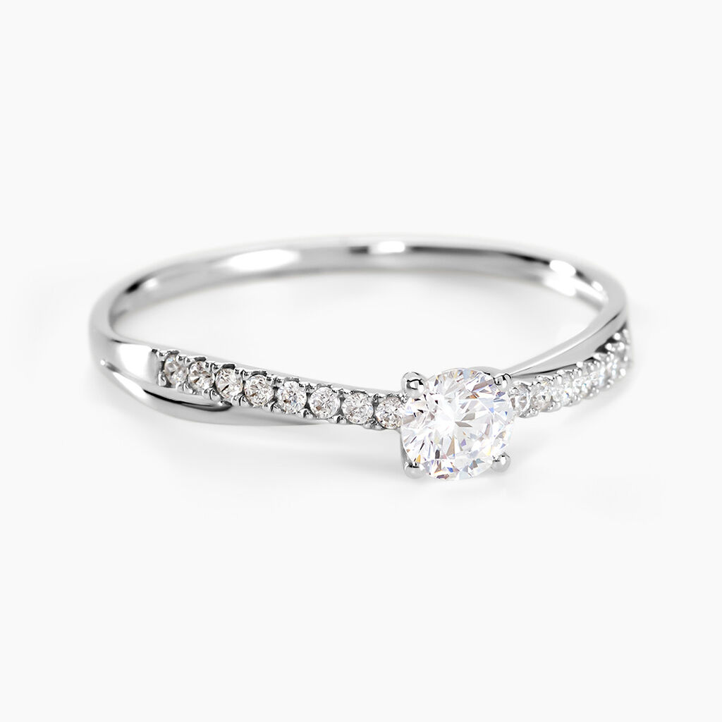 Bague Solitaire Kanel Or Blanc Oxyde De Zirconium - Bagues Solitaire Femme | Marc Orian