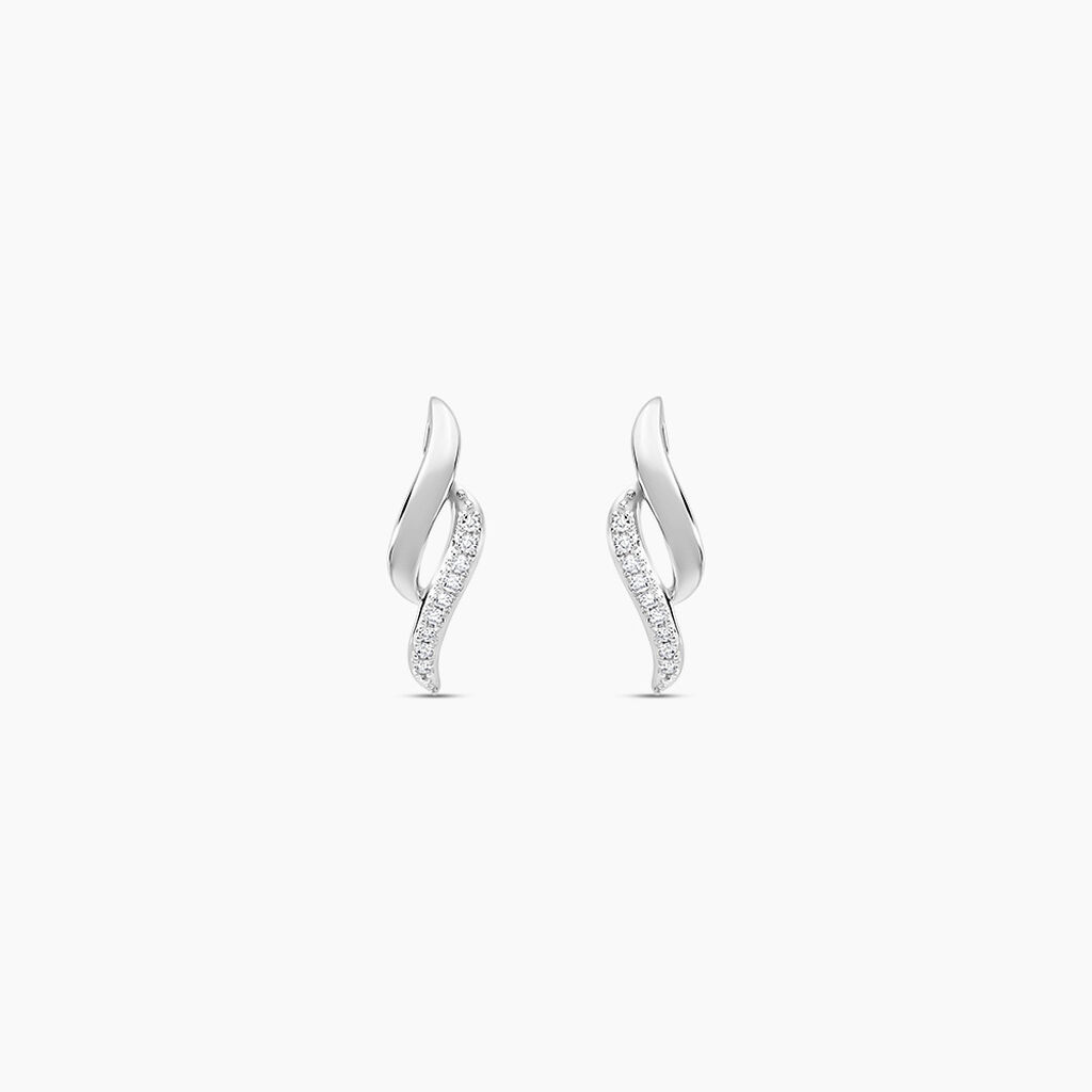 Boucles D'oreilles Puces Callum Or Blanc Diamant - Puces Femme | Marc Orian