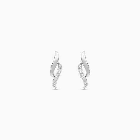 Boucles D'oreilles Puces Callum Or Blanc Diamant - Puces Femme | Marc Orian