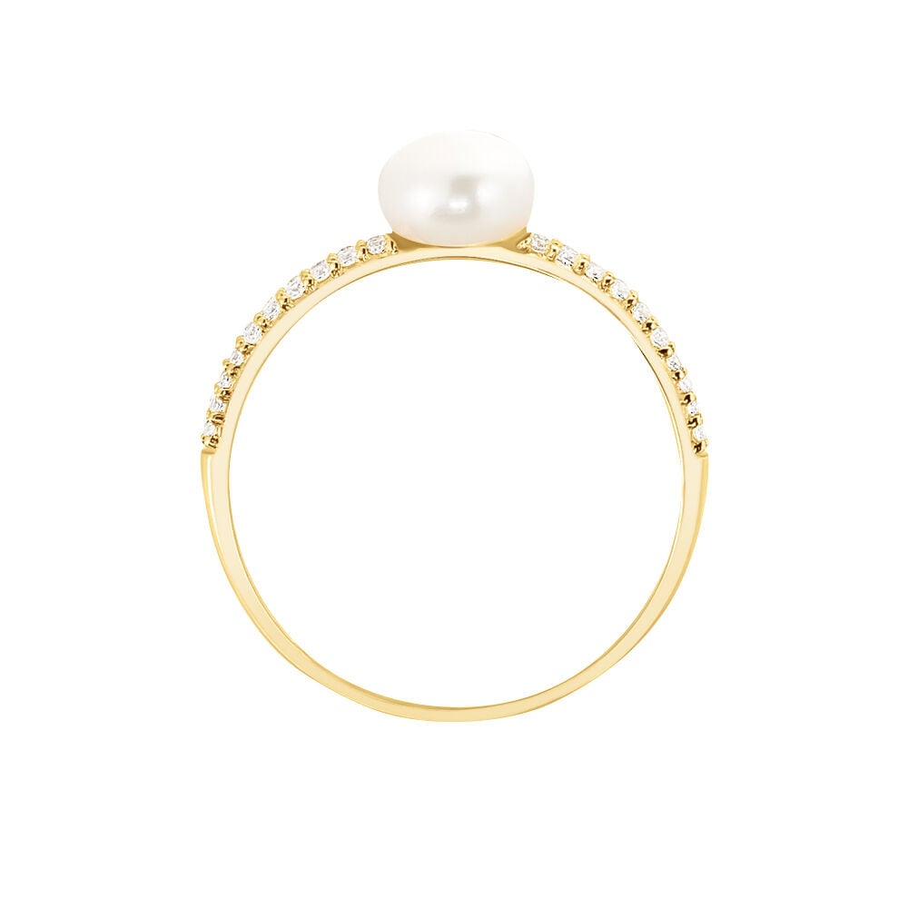 Bague Maria-francoise Or Jaune Perle De Culture Et Oxyde De Zirconium - Bagues de promesse Femme | Marc Orian