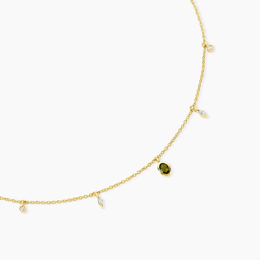Collier Poem Argent Jaune P&eacute;ridot Oxyde De Zirconium - Colliers avec pierres Femme | Marc Orian