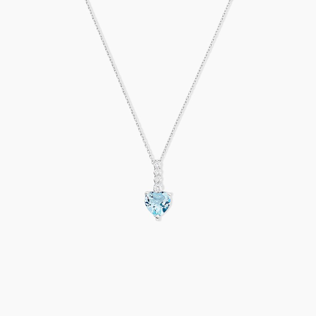 Collier Fany Or Blanc Topaze Et Oxyde De Zirconium - Colliers avec pierres Femme | Marc Orian