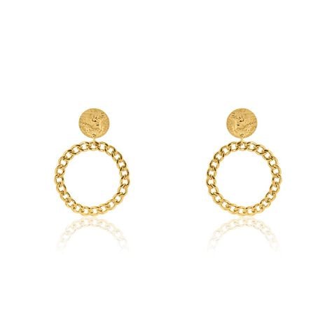Boucles D'oreilles Pendantes Faro Acier Jaune - Pendantes Femme | Marc Orian