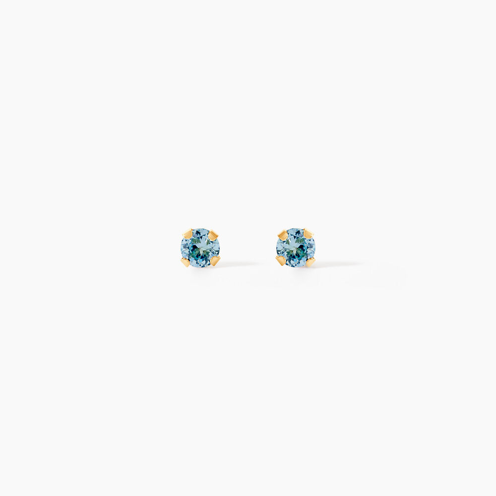 Boucles D'oreilles Puces Pepita Or Jaune Oxyde De Zirconium - Puces Famille | Marc Orian