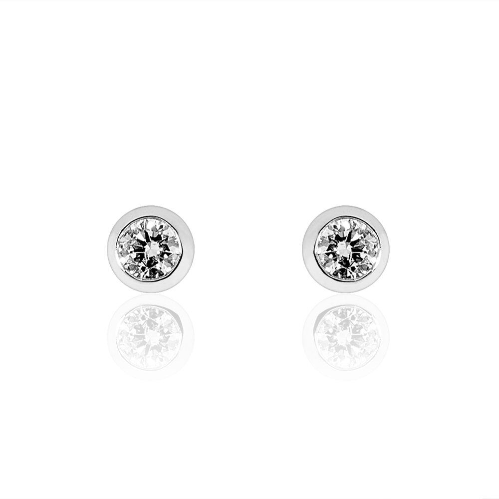 Boucles D'oreilles Puces Ofelia Or Blanc Diamant - Boucles d'oreilles mariage Femme | Marc Orian