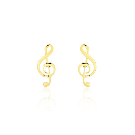 Boucles D'oreilles Puces Bayram Musique Or Jaune - Puces Femme | Marc Orian