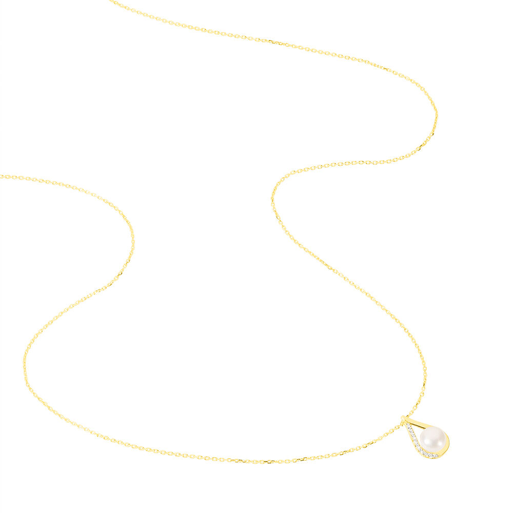 Collier Helin Or Jaune Perle De Culture Et Oxyde De Zirconium - Colliers avec pierres Femme | Marc Orian