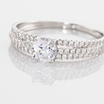 Bague Solitaire Ceridwen 3 Rangs Or Blanc Oxyde De Zirconium - Solitaires Femme | Marc Orian