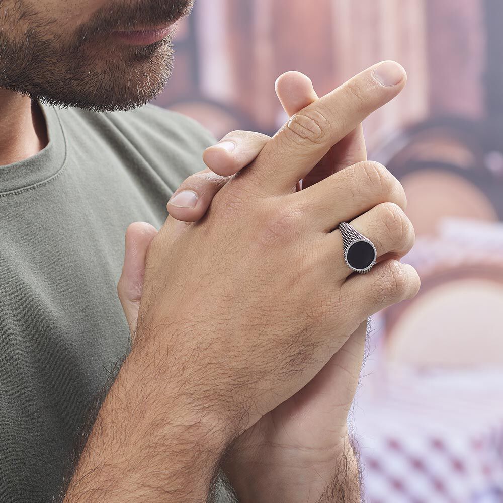 Bague Malek Argent Blanc - Bagues grosses Homme | Marc Orian