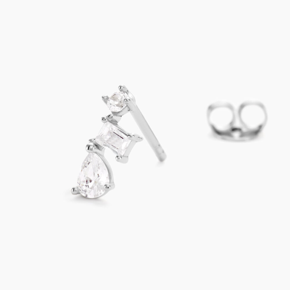 Boucles D'oreilles Puces Eclat D'Aurore Argent Blanc Oxydes De Zirconium - Puces Femme | Marc Orian