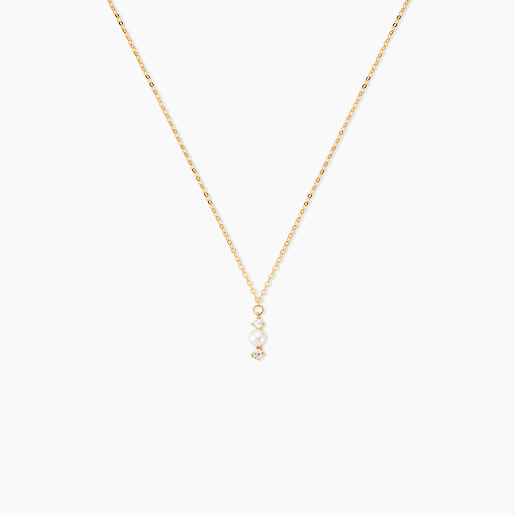 Collier Or Jaune Audrea Perle De Culture Oxydes De Zirconium - Colliers avec pierres Enfant | Marc Orian