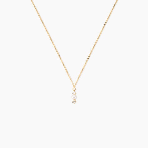 Collier Or Jaune Audrea Perle De Culture Oxydes De Zirconium - Colliers avec pierres Enfant | Marc Orian