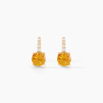 Boucles D'oreilles Puces Monroe Or Jaune Citrine Oxyde De Zirconium - Puces Femme | Marc Orian