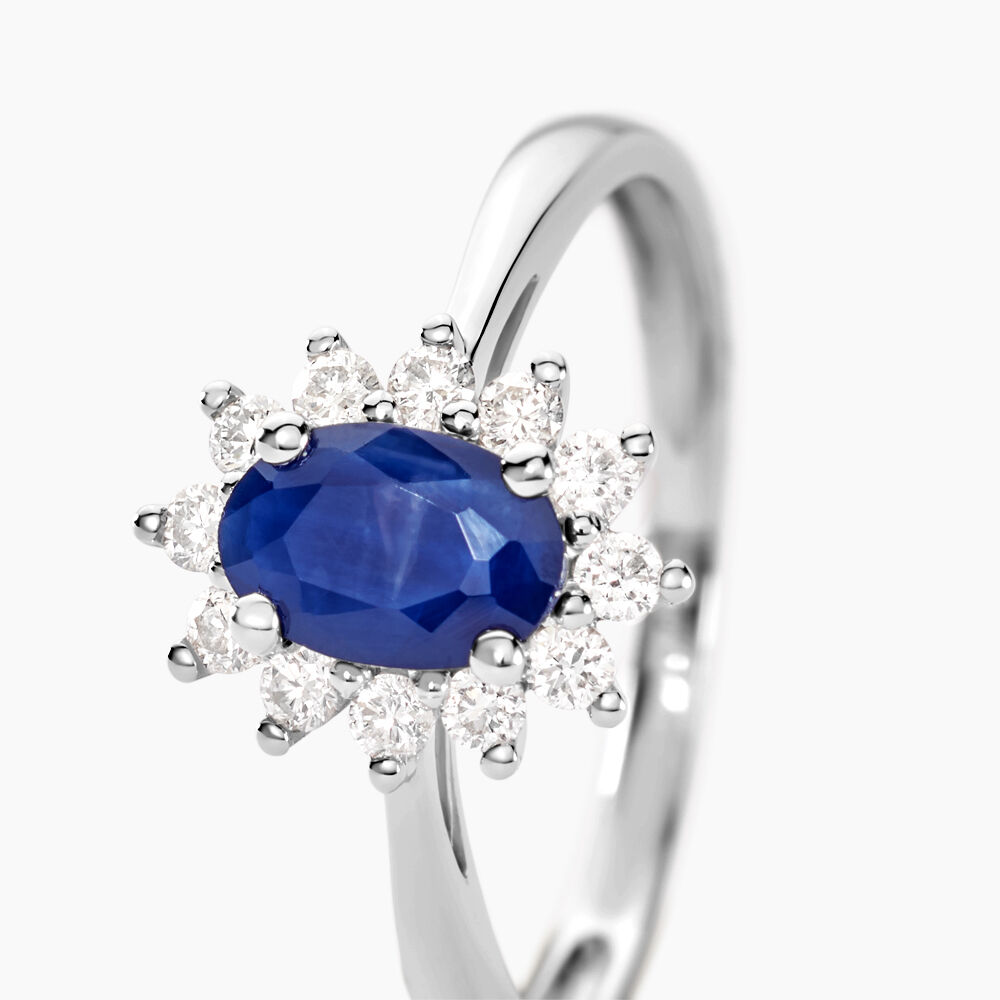 Bague Or Blanc Saphir Diamants - Solitaires Femme | Marc Orian