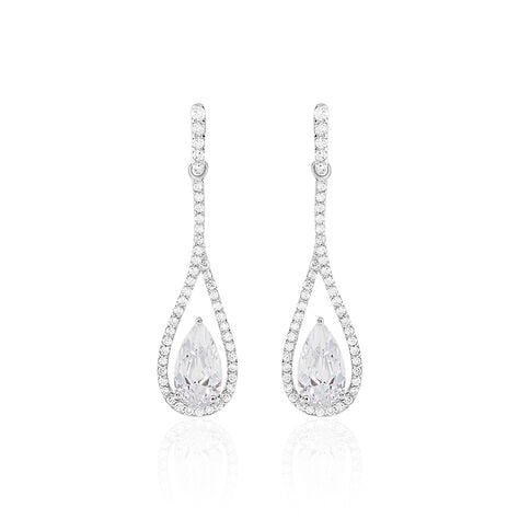 Boucles D'oreilles Pendantes Elorah Argent Blanc Oxyde De Zirconium - Pendantes Femme | Marc Orian