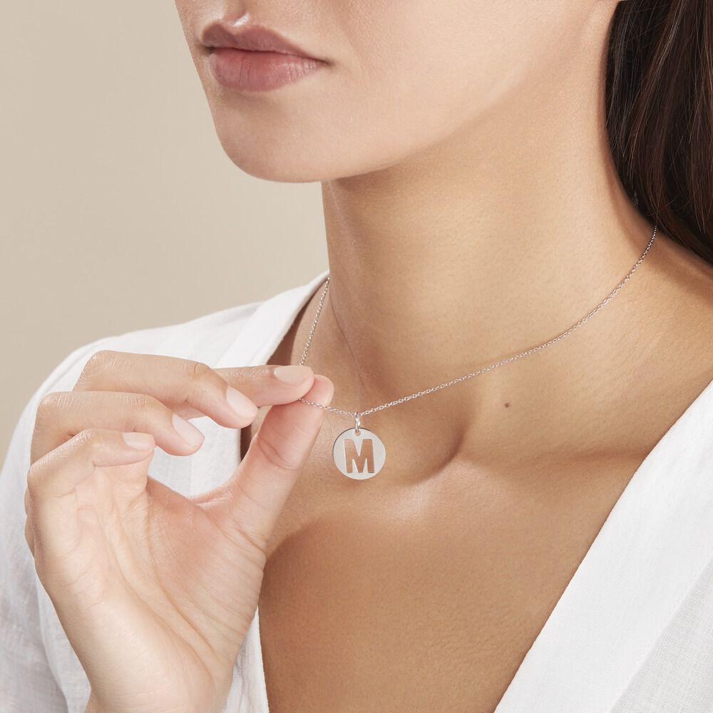 Pendentif Elio M Argent Blanc - Pendentifs Famille | Marc Orian