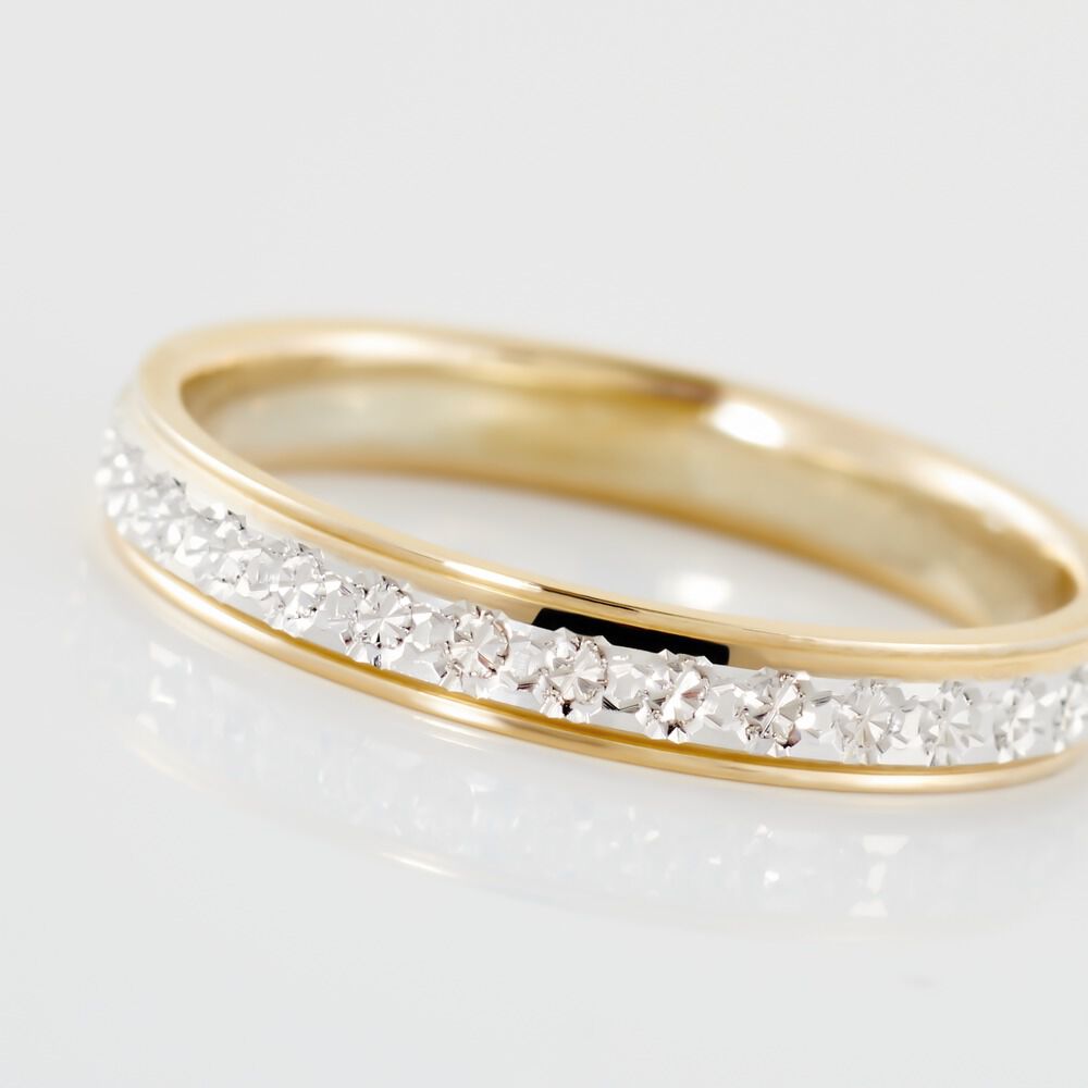 Alliance Grain De Folie Diamantee Ruban Plat Or Bicolore - Alliances duo Famille | Marc Orian