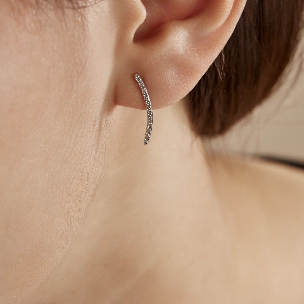Bijoux D'oreilles Eleana Or Blanc Oxyde De Zirconium - Piercings d'oreilles Femme | Marc Orian
