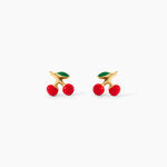 Boucles D'Oreilles Puces Cherry Cerise Argent Dor&eacute; A L'Or 750/1000 - Puces Enfant | Marc Orian
