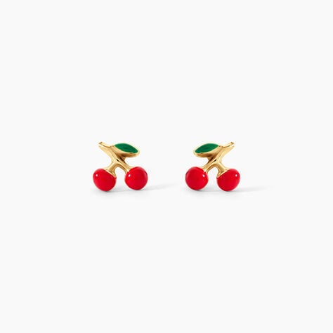Boucles D'Oreilles Puces Cherry Cerise Argent Dor&eacute; A L'Or 750/1000 - Puces Enfant | Marc Orian
