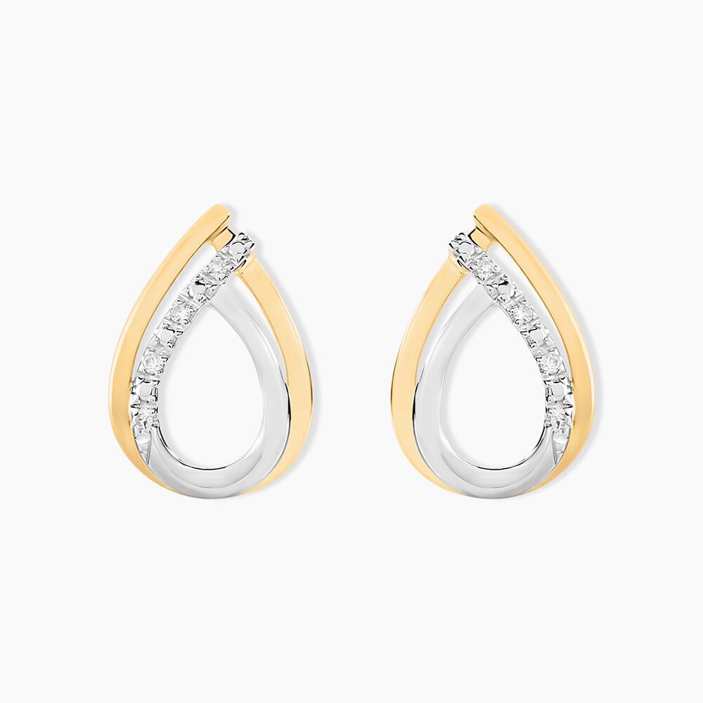 Boucles D'oreilles Puces Marilynn Or Bicolore Diamant Blanc - Puces Femme | Marc Orian