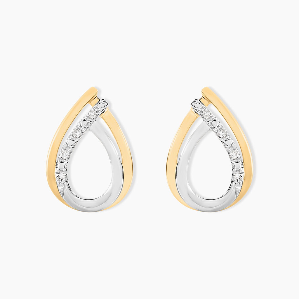 Boucles D'oreilles Puces Marilynn Or Bicolore Diamant Blanc - Puces Femme | Marc Orian