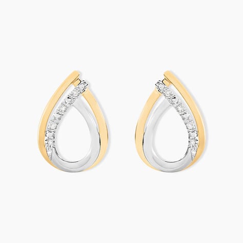 Boucles D'oreilles Puces Marilynn Or Bicolore Diamant Blanc - Puces Femme | Marc Orian