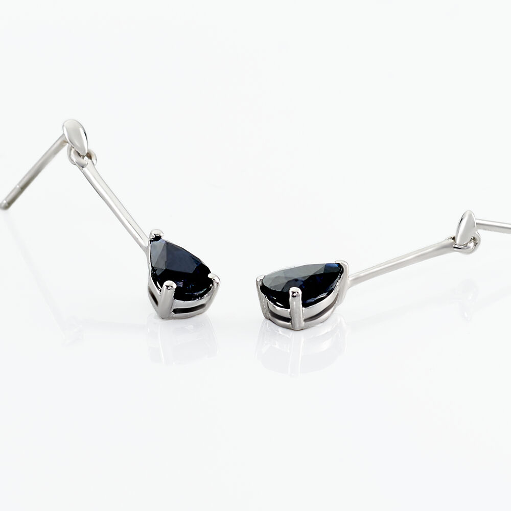 Boucles D'oreilles Pendantes Pluie D'Eclat Or Blanc Saphir - Boucles d'oreilles mariage Femme | Marc Orian