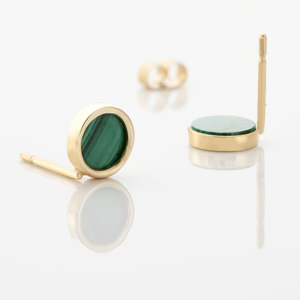 Boucles D'oreilles Puces Florica Or Jaune Malachite - Puces Femme | Marc Orian