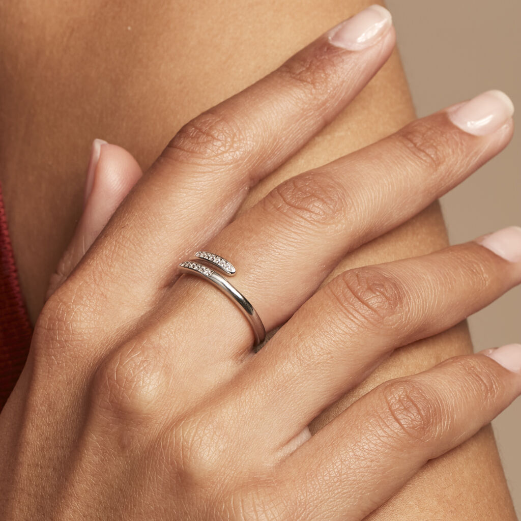 Bague Ajustable Mendel Argent Blanc Oxyde De Zirconium - Bague fantaisie Femme | Marc Orian