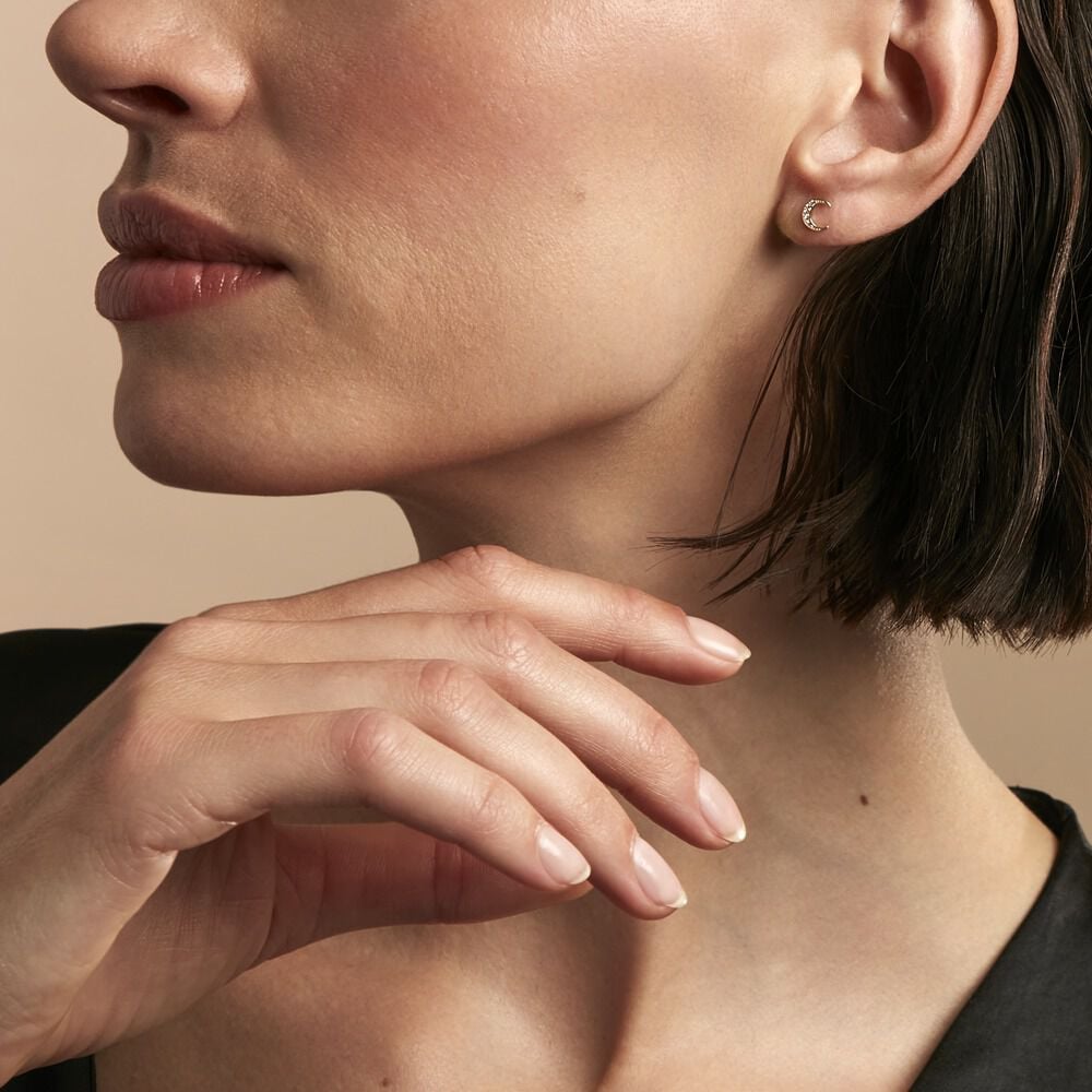 Boucles D'oreilles Dépareillées Munroe Or Jaune Oxyde De Zirconium - Boucles d'oreilles ete Femme | Marc Orian