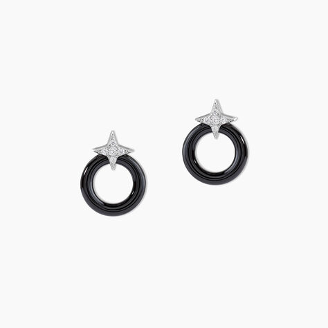 Boucles D'oreilles Pendantes Merelle Argent Blanc C&eacute;ramique Oxyde - Pendantes Femme | Marc Orian