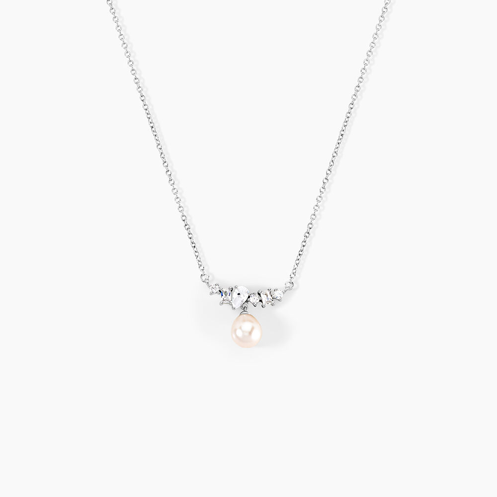 Collier Elea Argent Blanc Perle De Culture Oxyde De Zirconium - Colliers avec pierres Femme | Marc Orian
