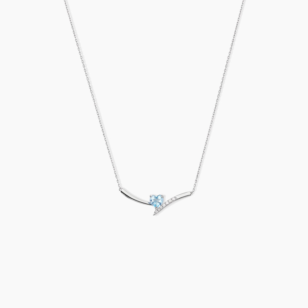Collier Eva Or Blanc Topaze Et Oxyde De Zirconium - Colliers avec pierres Femme | Marc Orian
