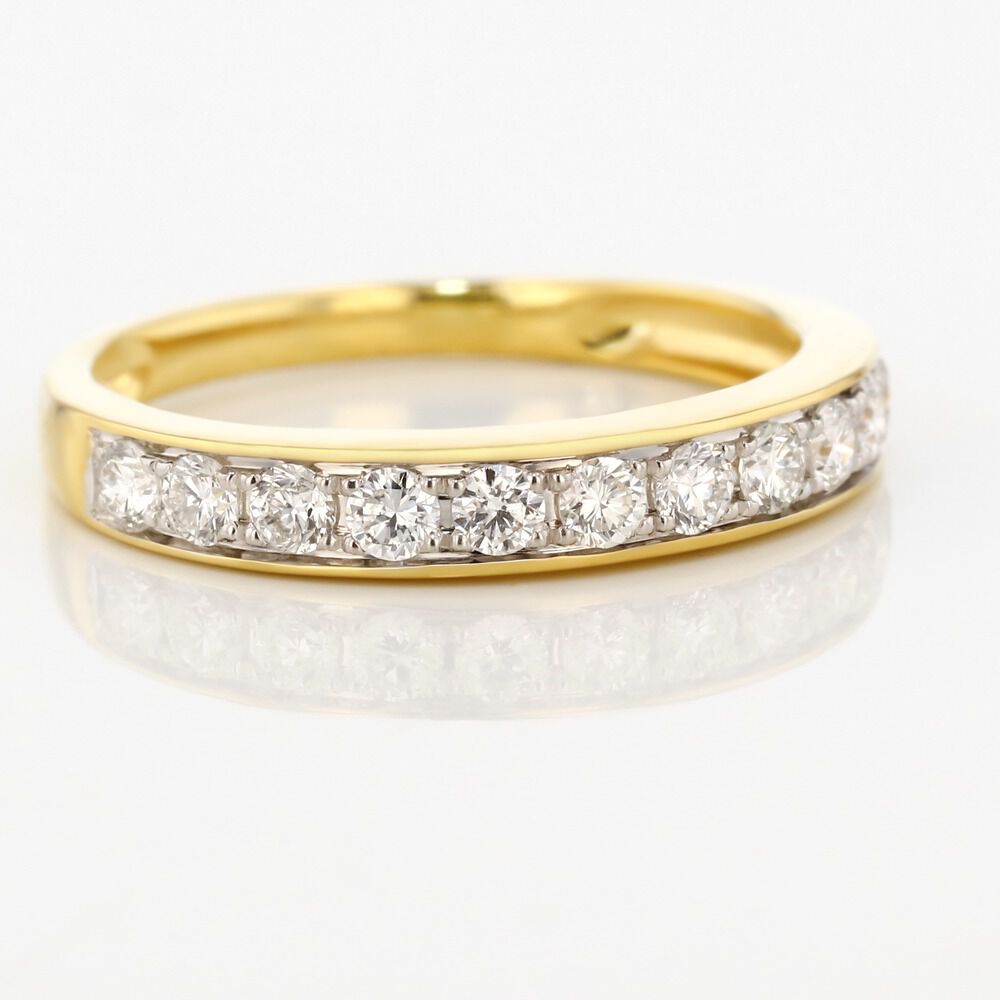 Demi-alliance Or Jaune Valentine Diamants Synthetique - Alliances avec pierres Femme | Marc Orian