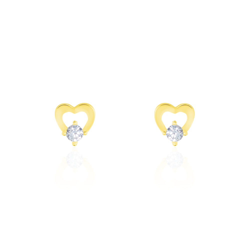 Boucles D'oreilles Puces Daria Cœur Or Jaune Oxyde De Zirconium - Puces Femme | Marc Orian