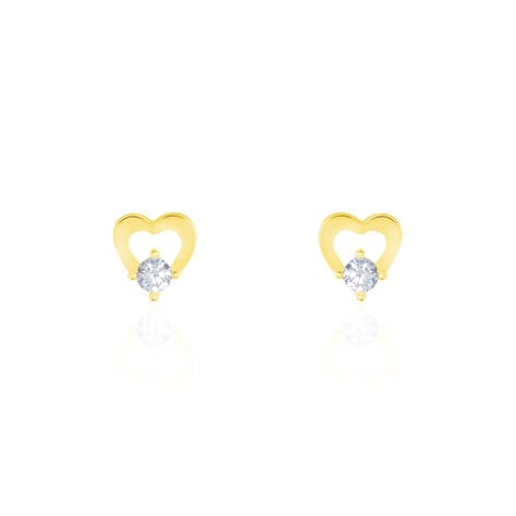 Boucles D'oreilles Puces Daria Cœur Or Jaune Oxyde De Zirconium - Puces Femme | Marc Orian