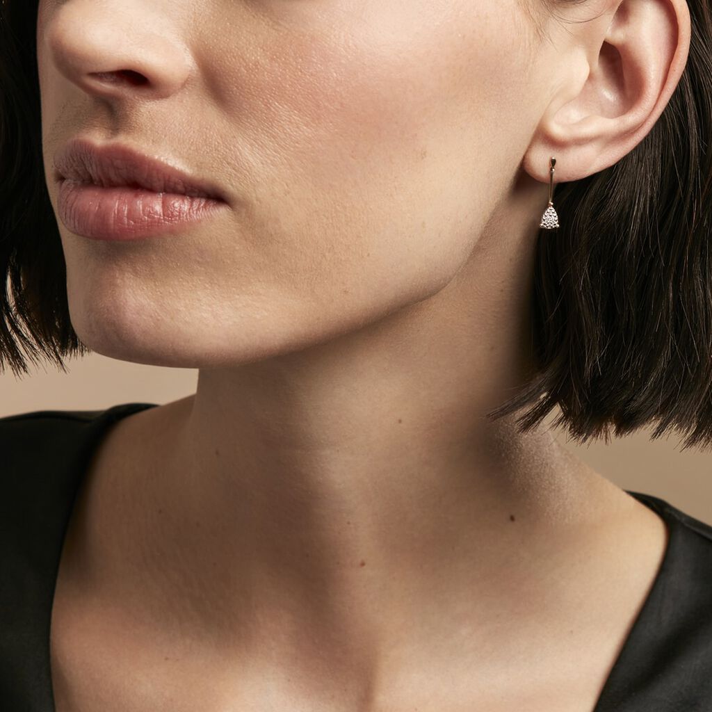 Boucles D'oreilles Pendantes Pear C Or Jaune Diamant - Boucles d'oreilles Pendantes Femme | Marc Orian