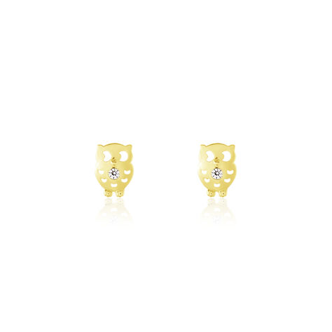 Boucles D'oreilles Puces Helois Hibou Or Jaune Oxyde De Zirconium - Puces Femme | Marc Orian