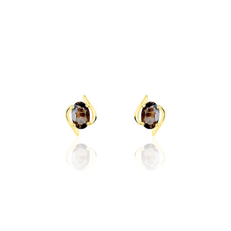 Boucles D'oreilles Puces Vrille Ovale Or Jaune Quartz - Clous d'oreilles Femme | Marc Orian