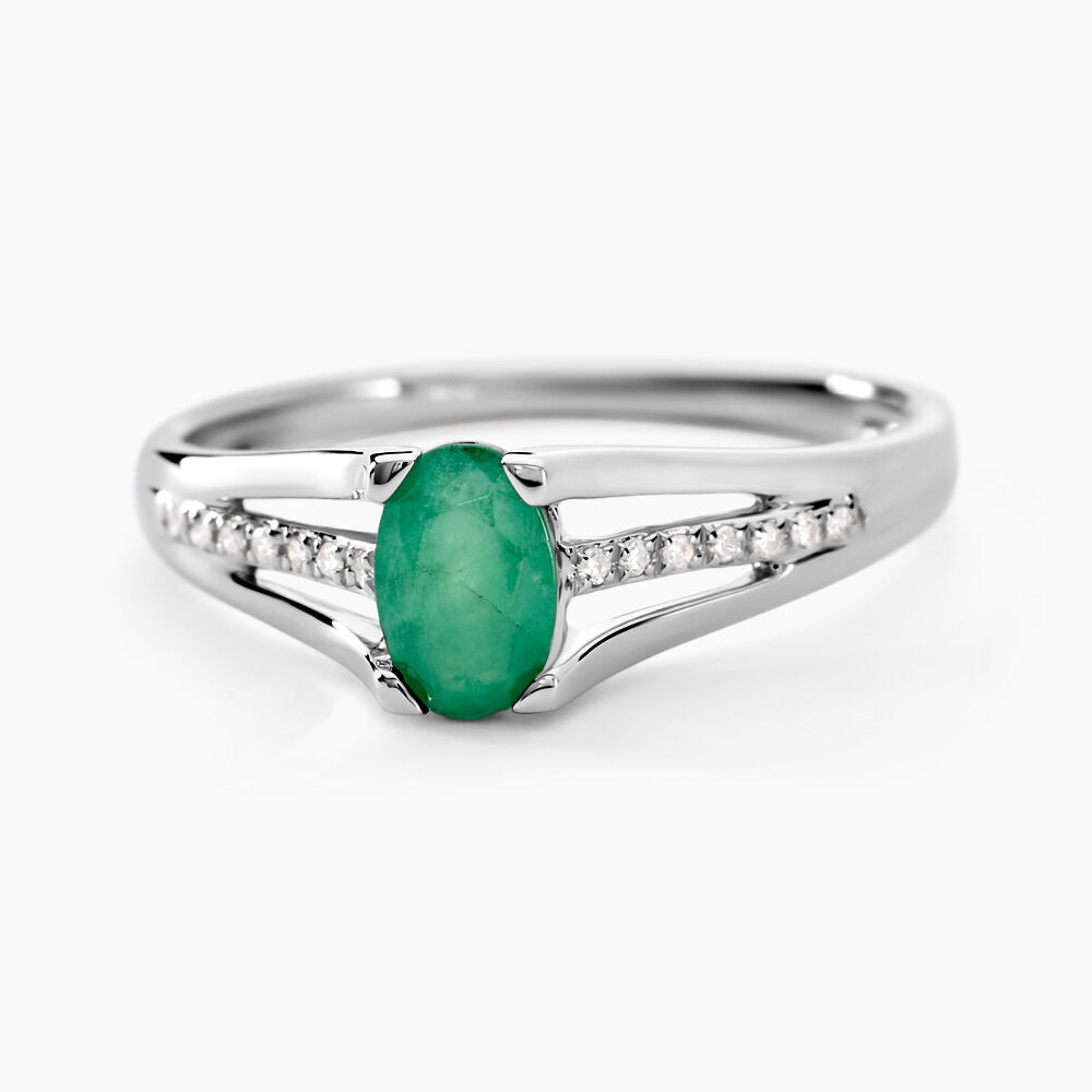 Bague Denise Or Blanc Emeraude Et Diamant - Bagues vintage Femme | Marc Orian