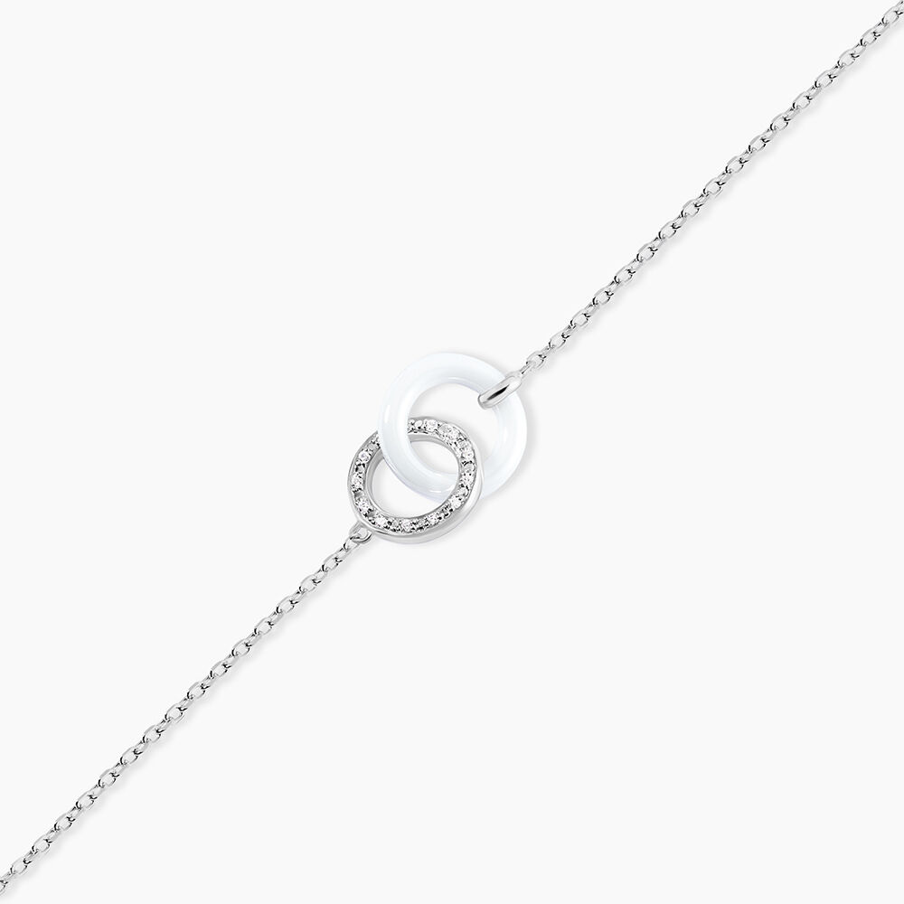 Bracelet Dina Argent Blanc Céramique Et Oxyde De Zirconium - Bracelets Anneaux Entrelaces Femme | Marc Orian